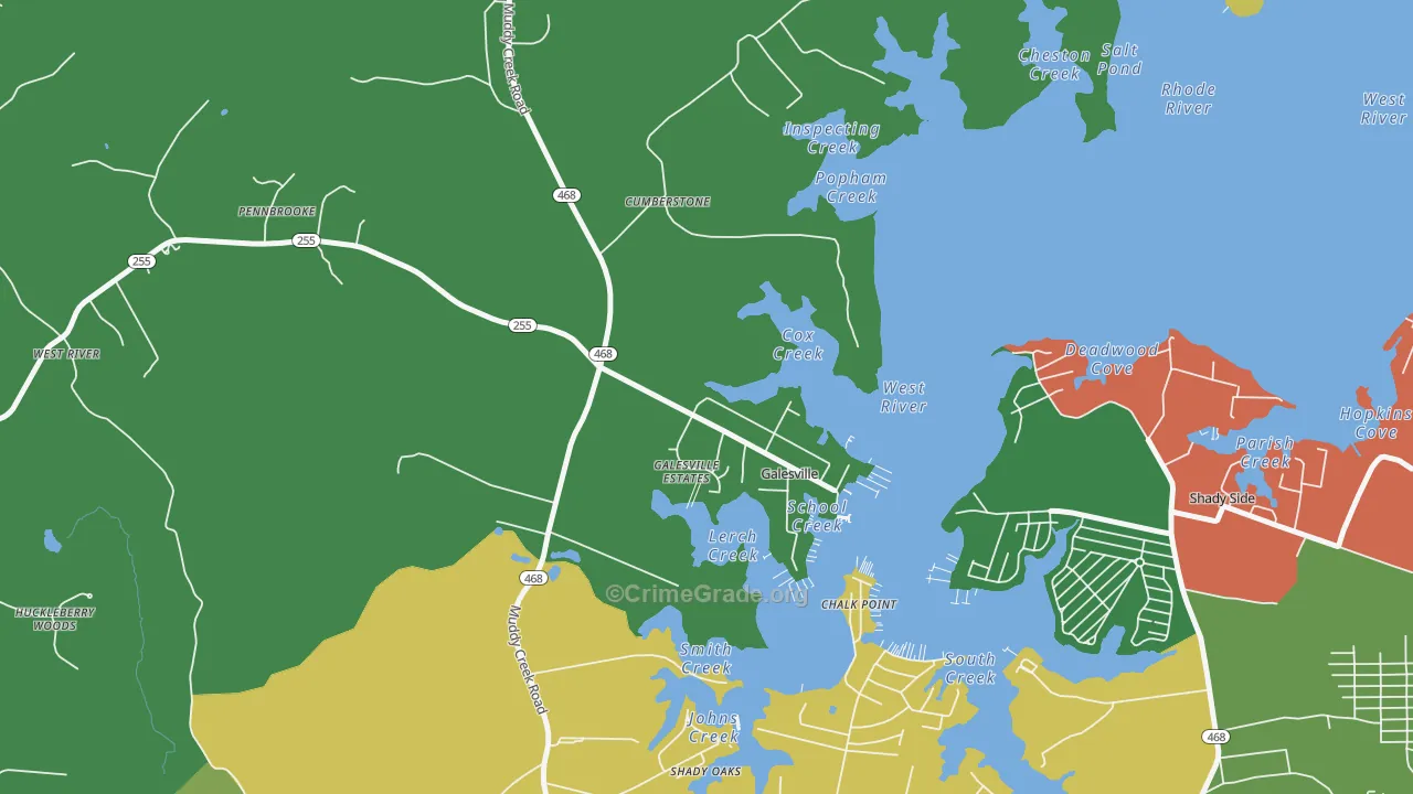 Galesville, MD Map of Burglary Rates