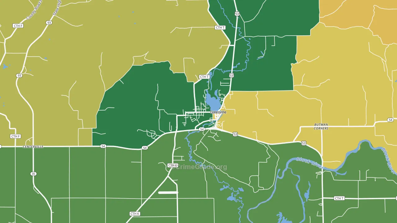 Galesville, WI Map of Burglary Rates