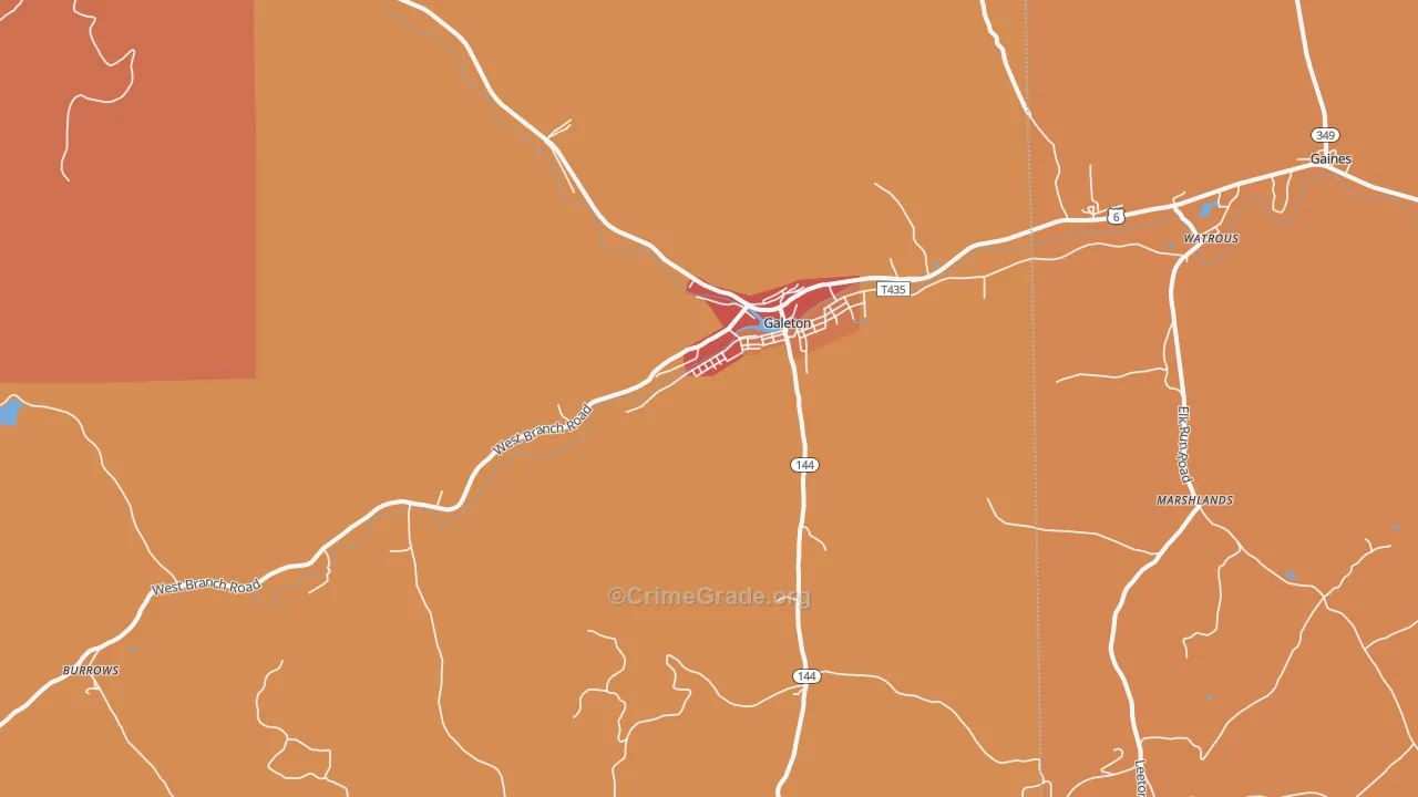 Galeton, PA Map of Burglary Rates