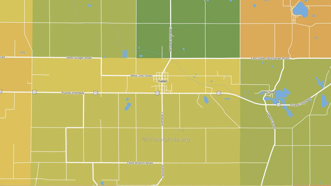 Galien, MI Map of Burglary Rates