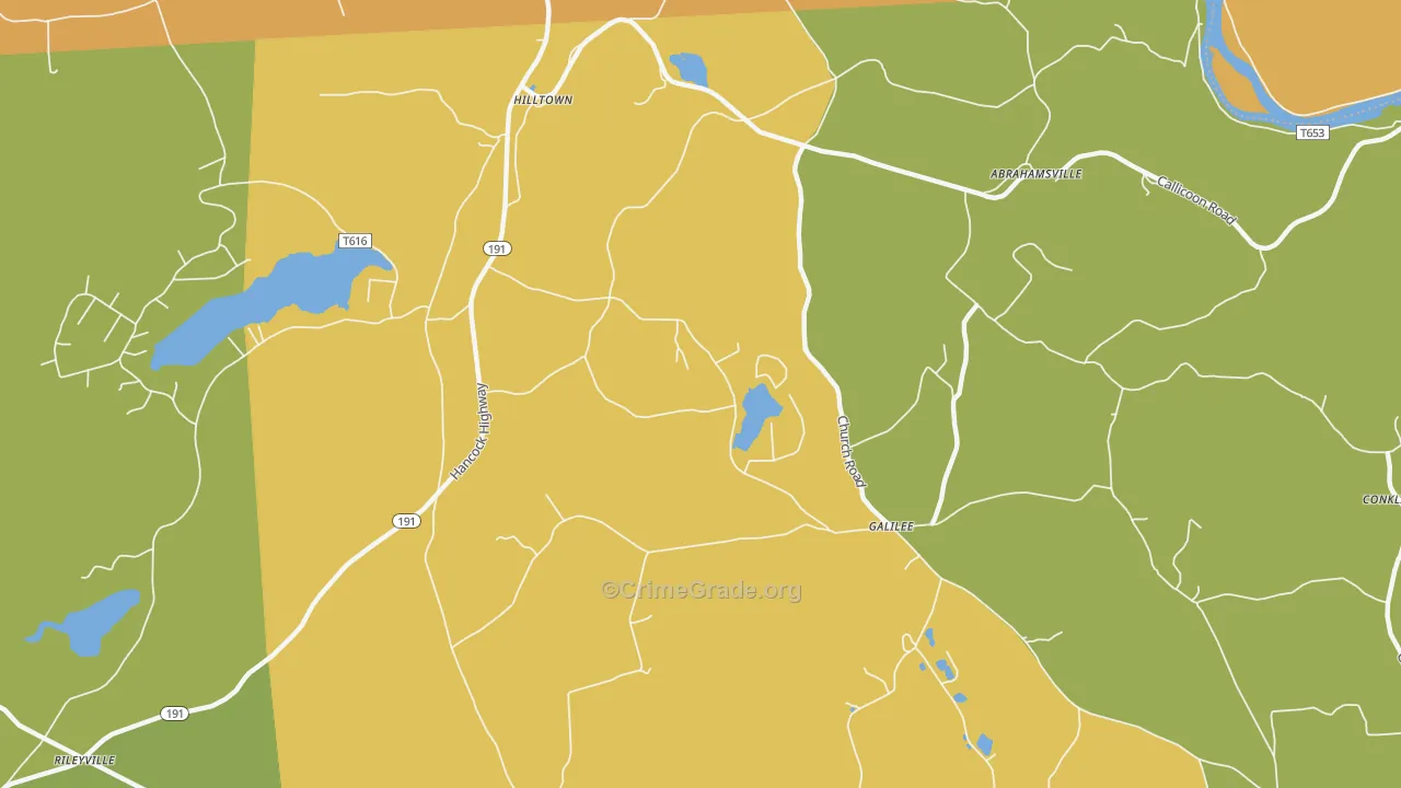 Galilee, PA Map of Burglary Rates