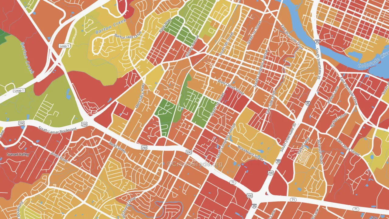 Galindo, Austin, TX Map of Burglary Rates