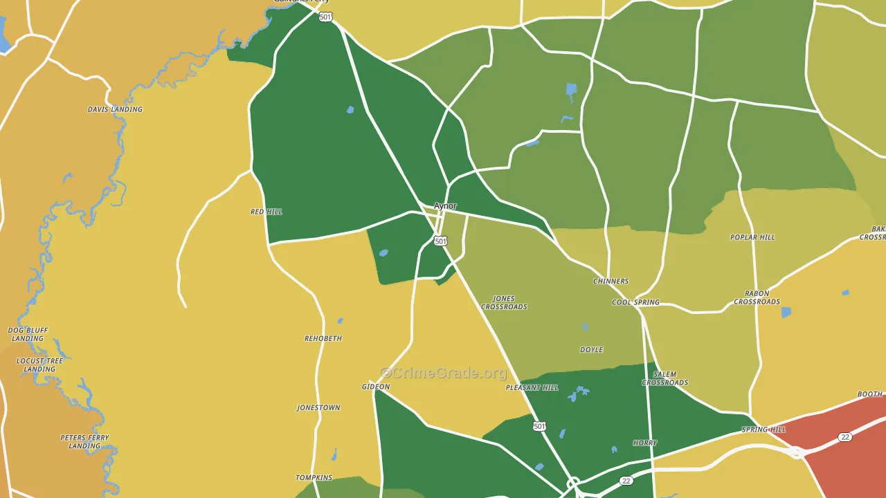 Galivants Ferry, SC Map of Burglary Rates