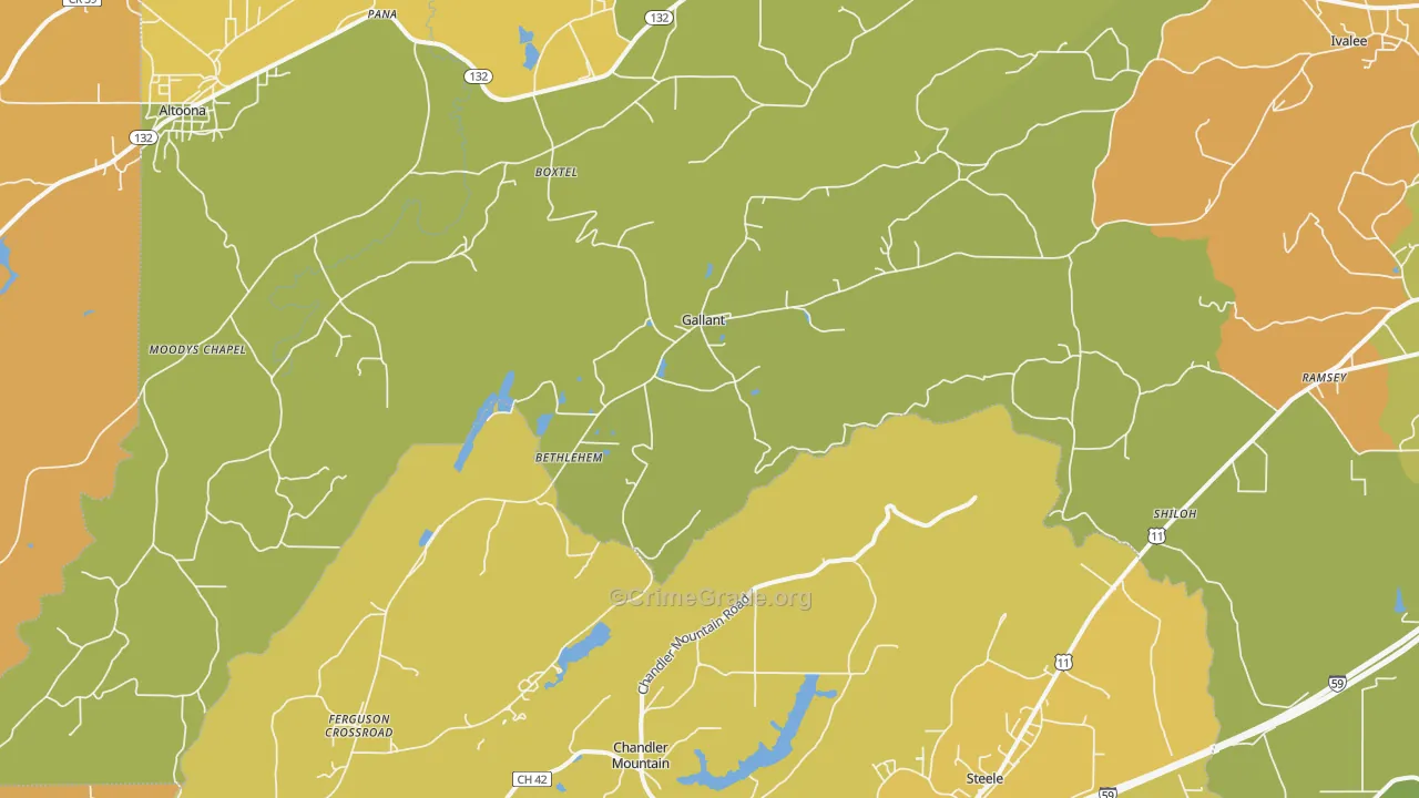 Gallant, AL Map of Burglary Rates