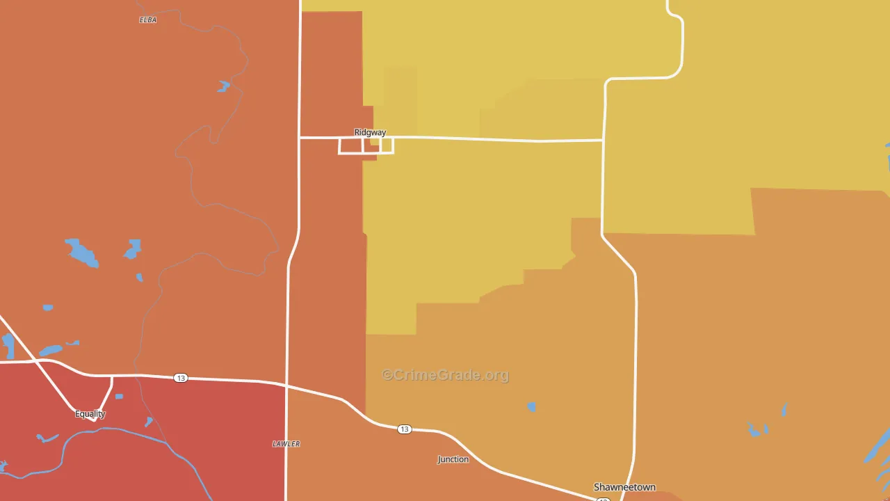 Gallatin County, IL Map of Burglary Rates