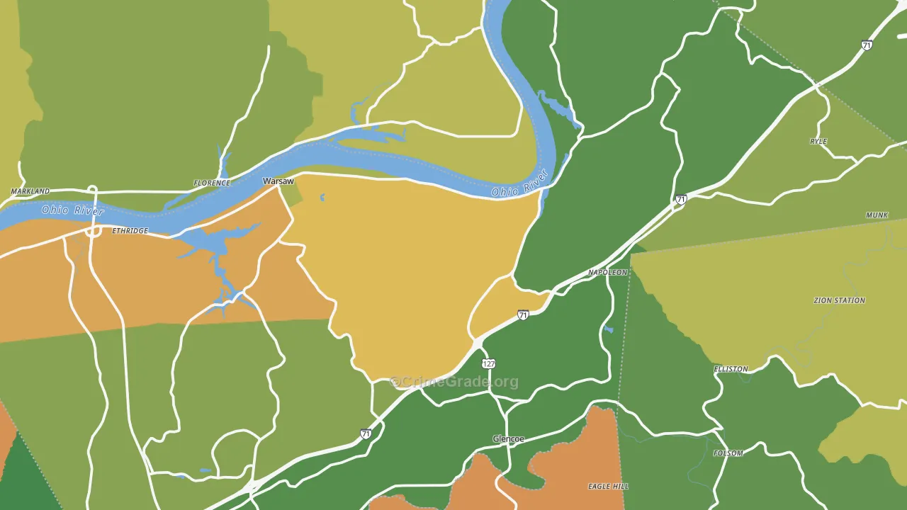 Gallatin County, KY Map of Burglary Rates