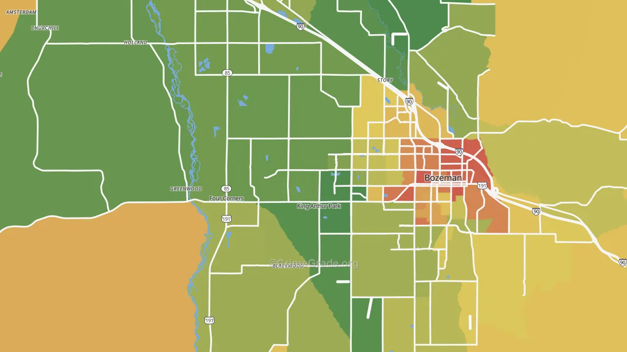 Gallatin County, MT Map of Burglary Rates