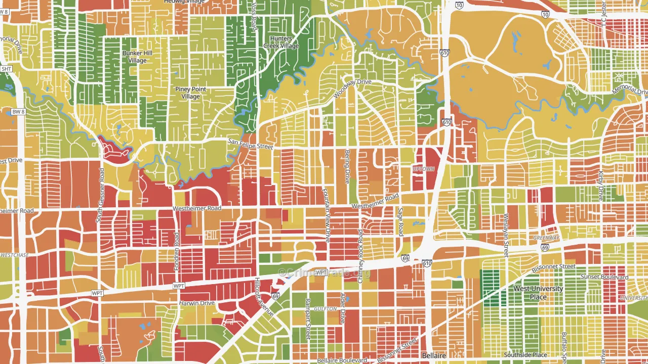 Galleria-Uptown, Houston, TX Map of Burglary Rates
