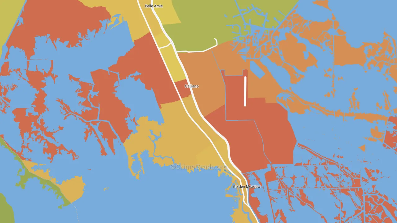 Galliano, LA Map of Burglary Rates