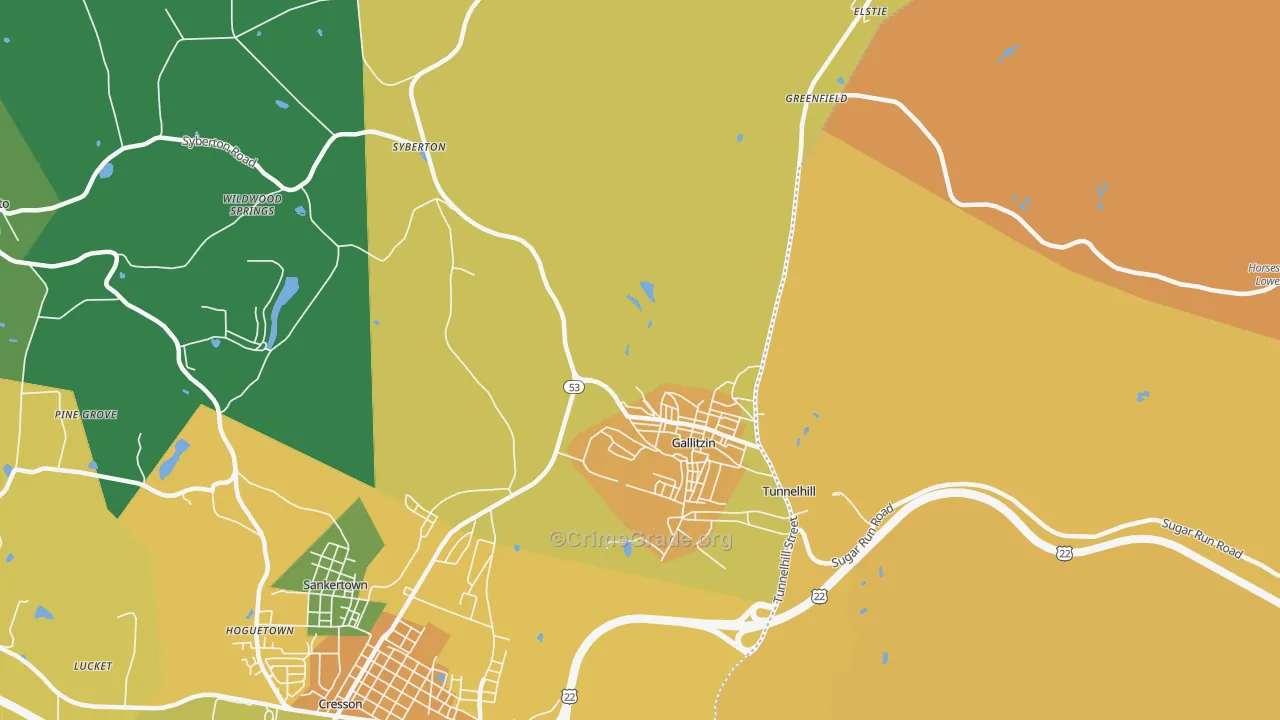 Gallitzin, PA Map of Burglary Rates