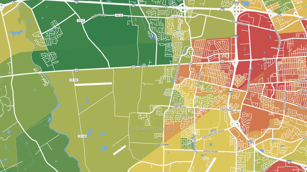 Galloway, OH Map of Burglary Rates