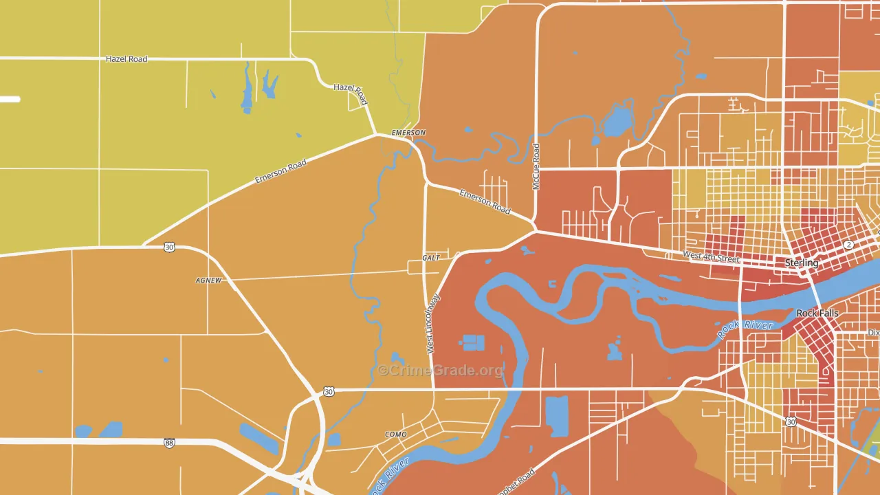 Galt, IL Map of Burglary Rates