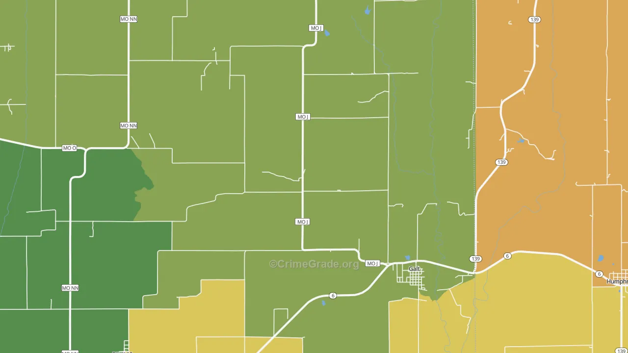 Galt, MO Map of Burglary Rates