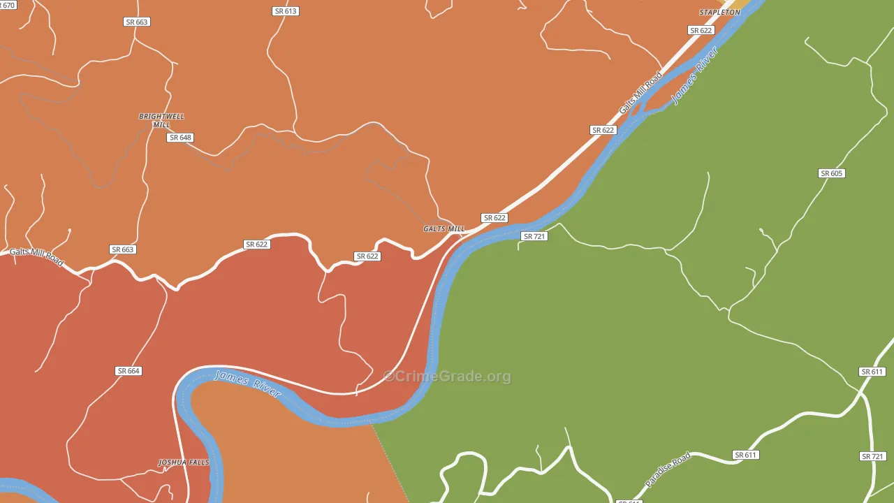 Galts Mill, VA Map of Burglary Rates