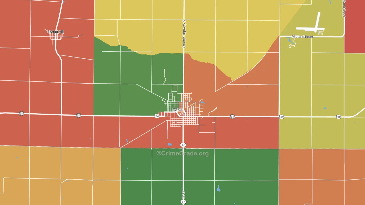 Galva, IL Map of Burglary Rates