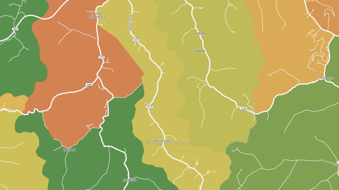 Galveston, KY Map of Burglary Rates