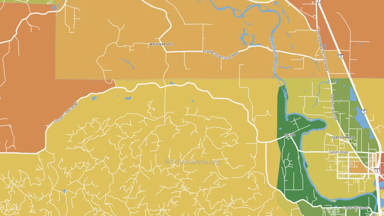 Galvin, WA Map of Burglary Rates
