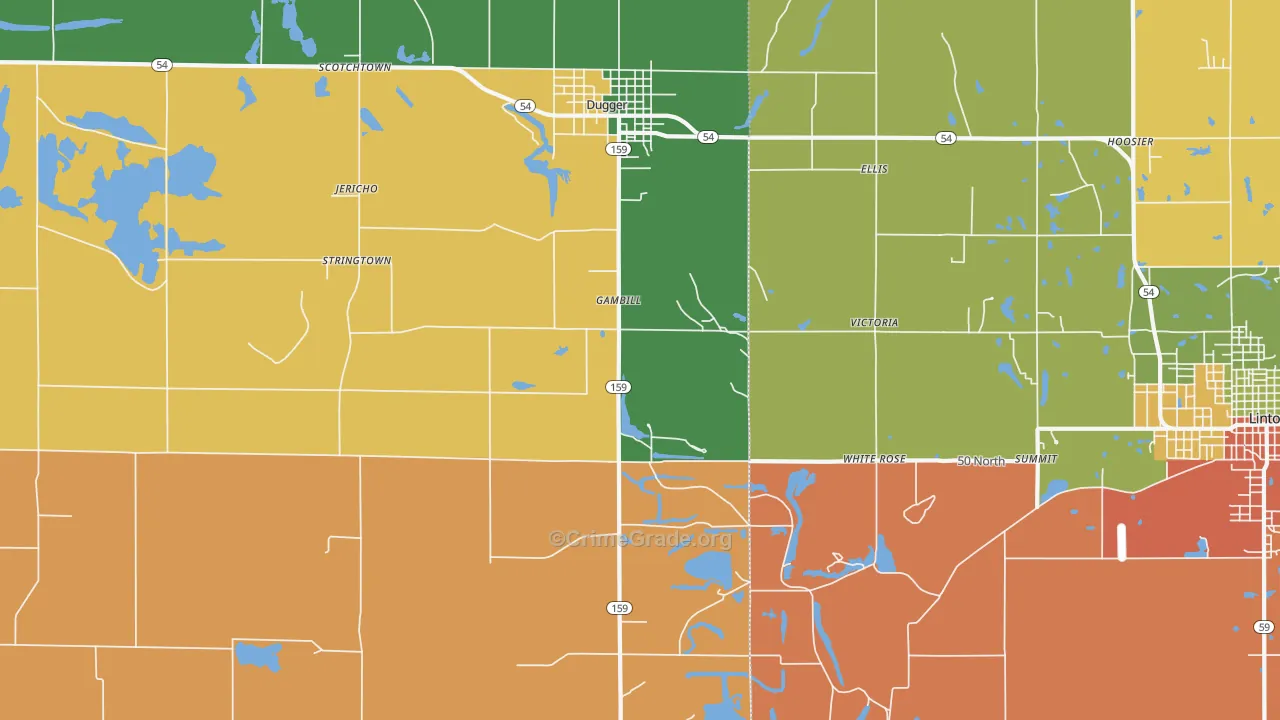 Gambill, IN Map of Burglary Rates