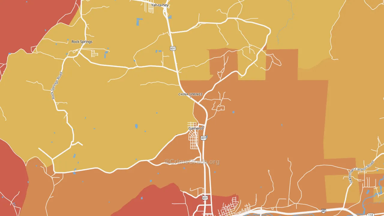 Gamerco, NM Map of Burglary Rates