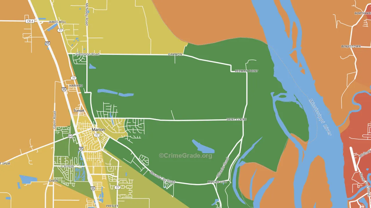 Gammon, AR Map of Burglary Rates
