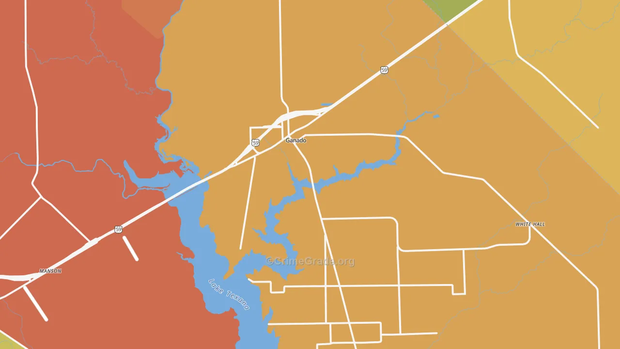 Ganado, TX Map of Burglary Rates