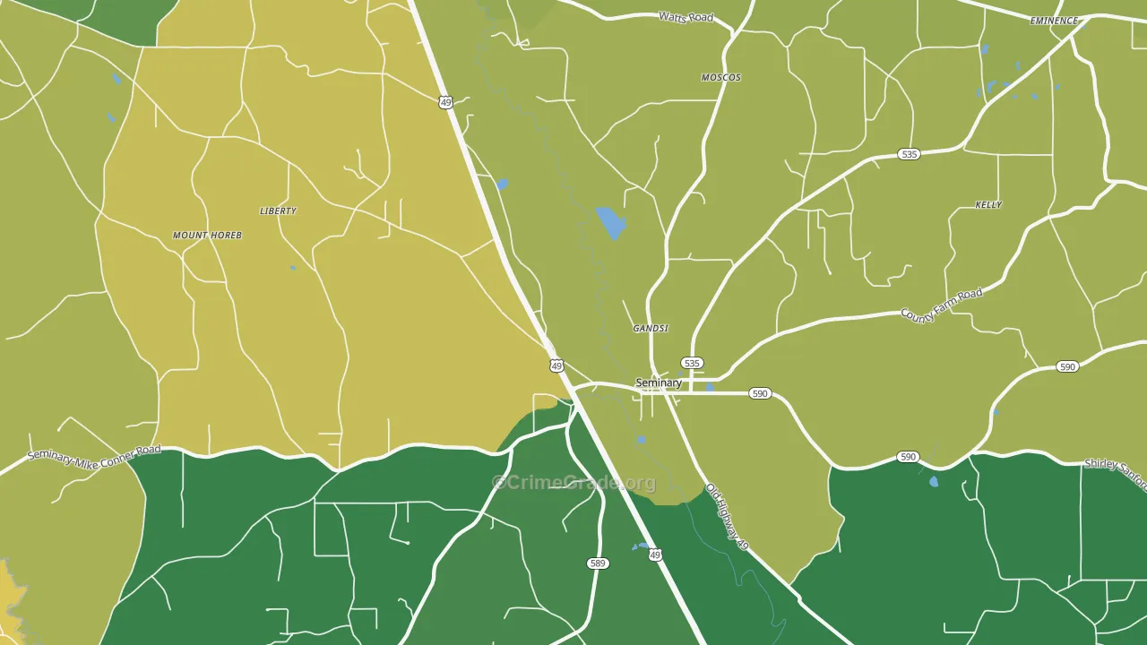 Gandsi, MS Map of Burglary Rates