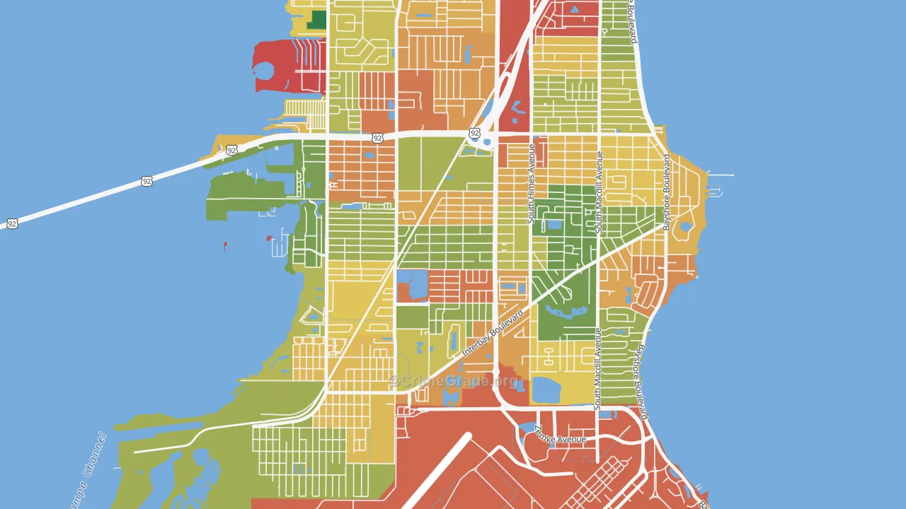Gandy-Sun Bay South, Tampa, FL Map of Burglary Rates