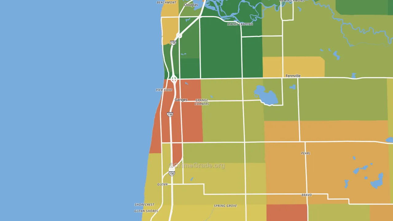 Ganges, MI Map of Burglary Rates