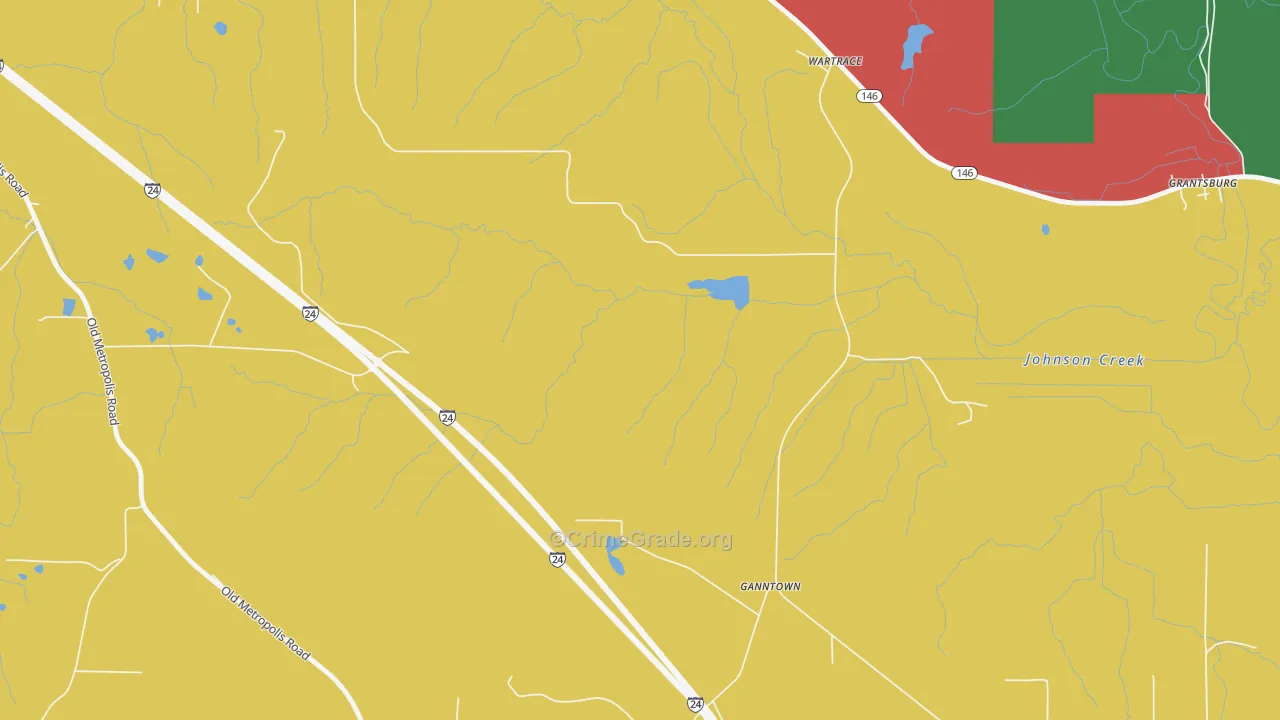 Ganntown, IL Map of Burglary Rates