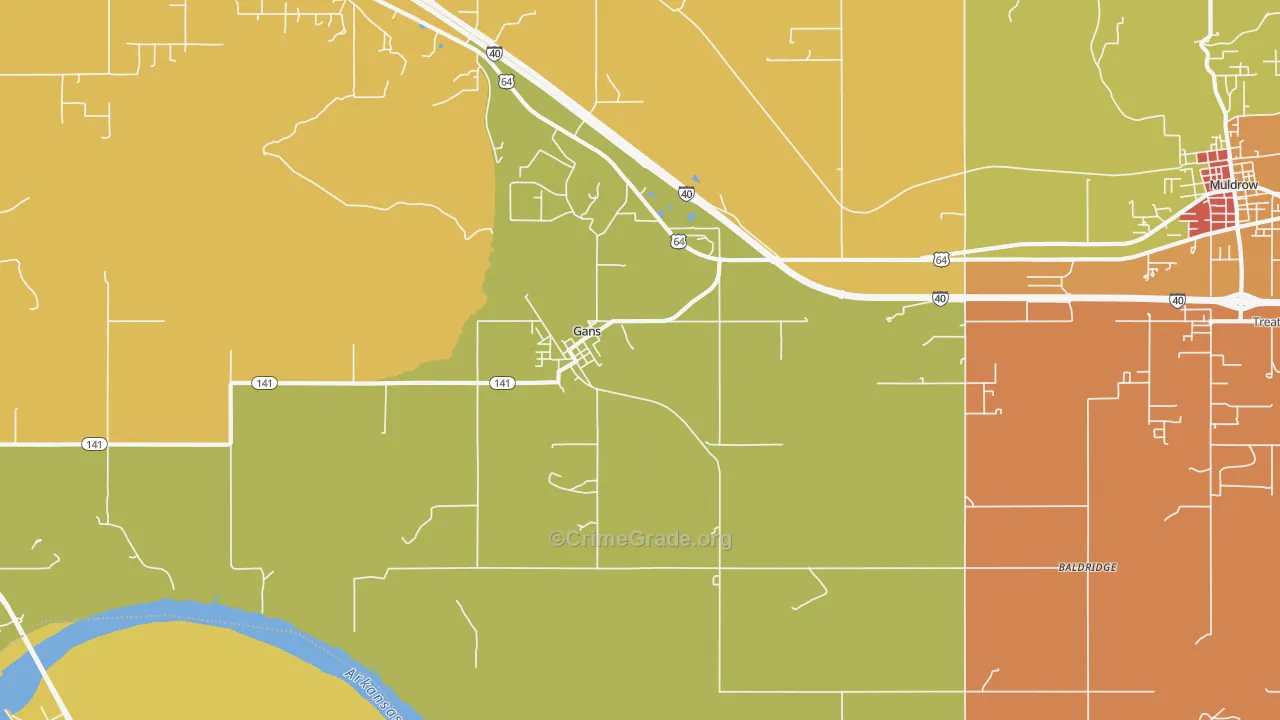 Gans, OK Map of Burglary Rates