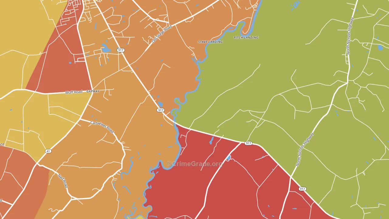 Gapway, SC Map of Burglary Rates