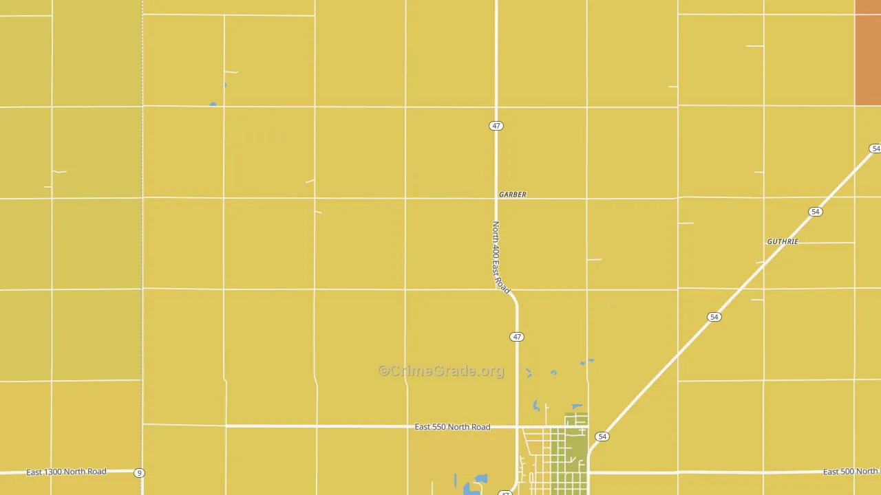 Garber, IL Map of Burglary Rates