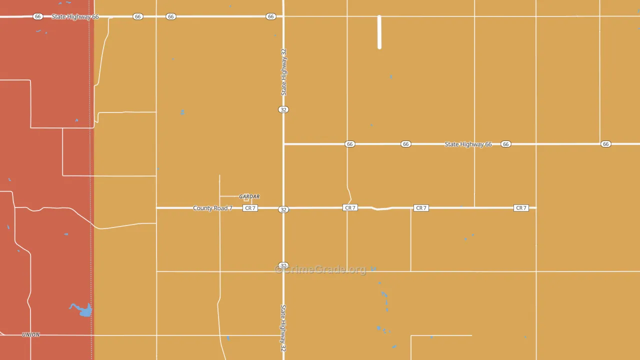 Gardar, ND Map of Burglary Rates
