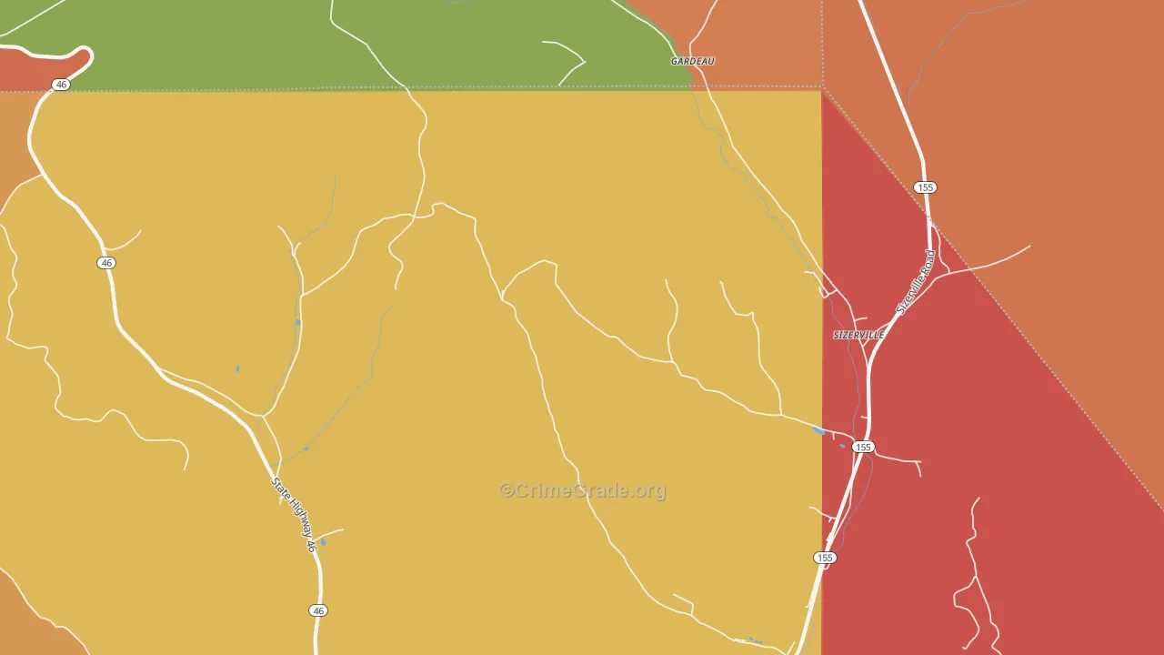 Gardeau, PA Map of Burglary Rates