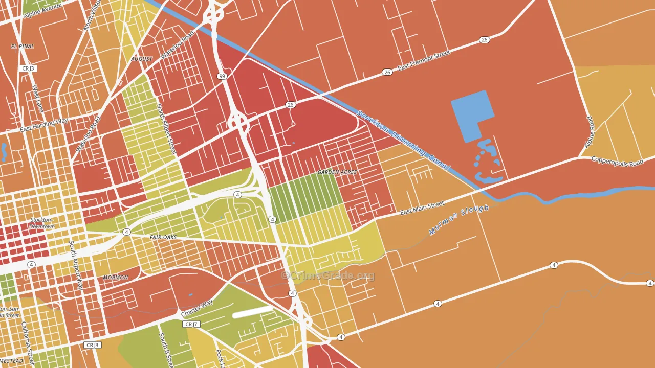 Garden Acres, CA Map of Burglary Rates
