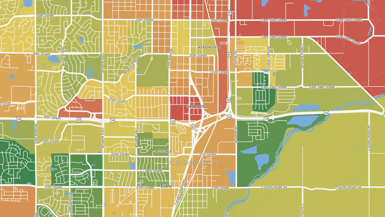 Garden City, CO Map of Burglary Rates