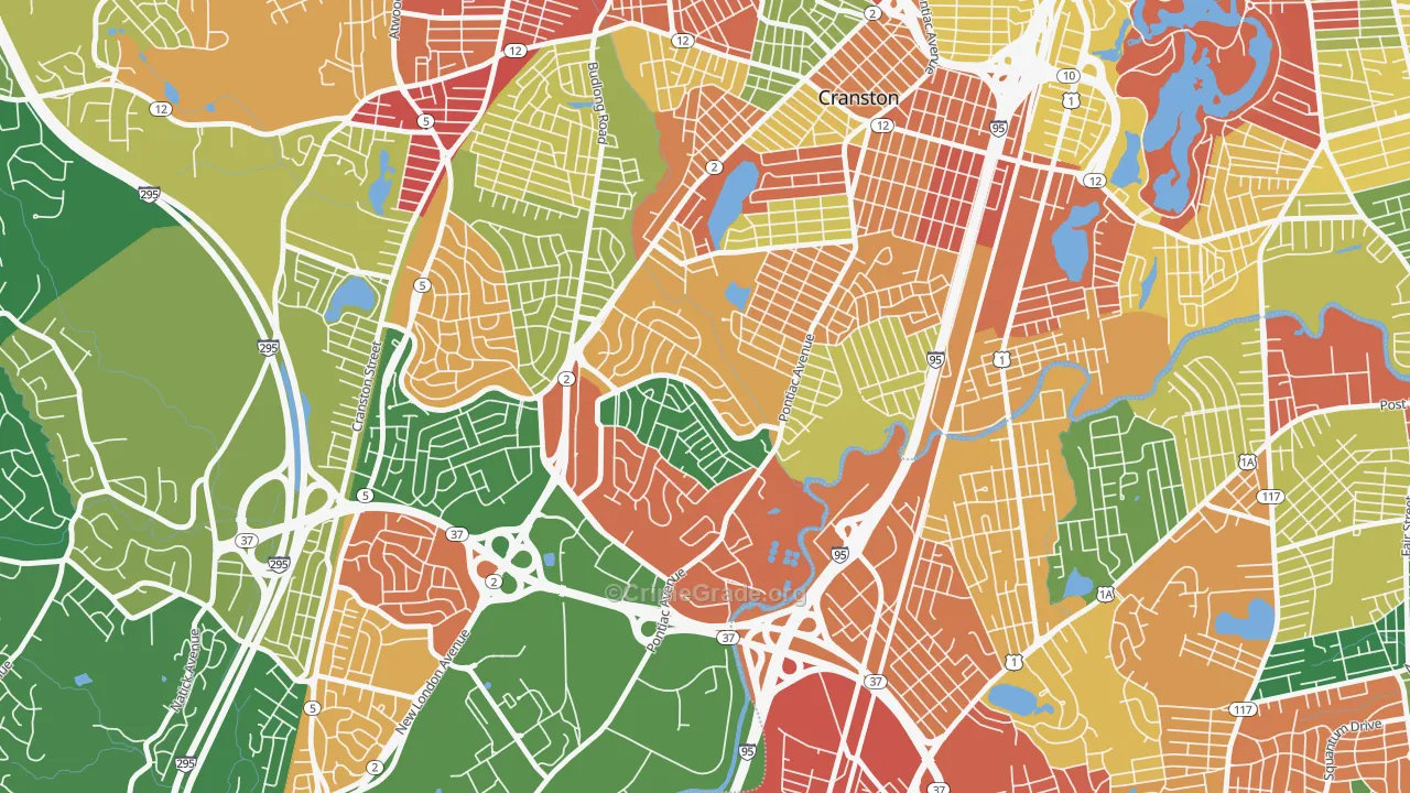 Garden City, Cranston, RI Map of Burglary Rates
