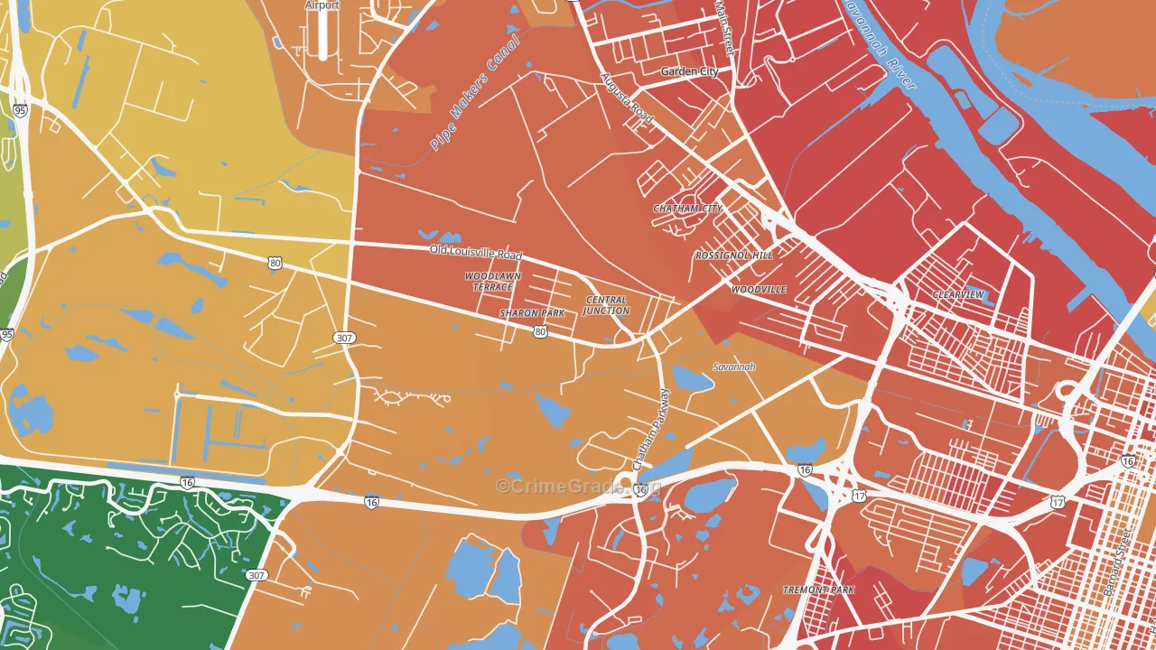 Garden City, GA Map of Burglary Rates