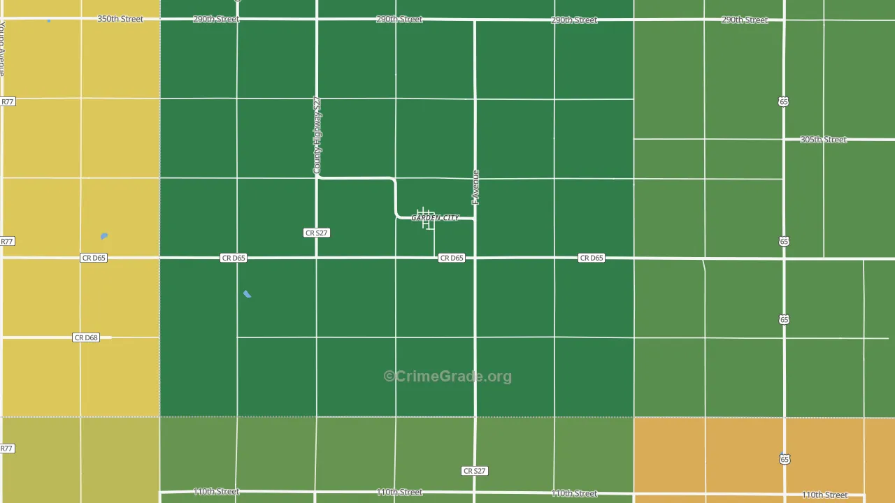 Garden City, IA Map of Burglary Rates