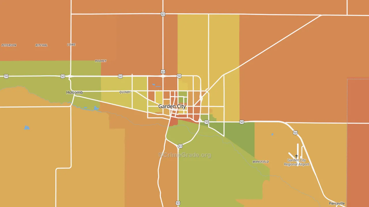 Garden City, KS Map of Burglary Rates