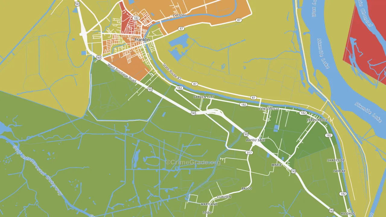 Garden City, LA Map of Burglary Rates