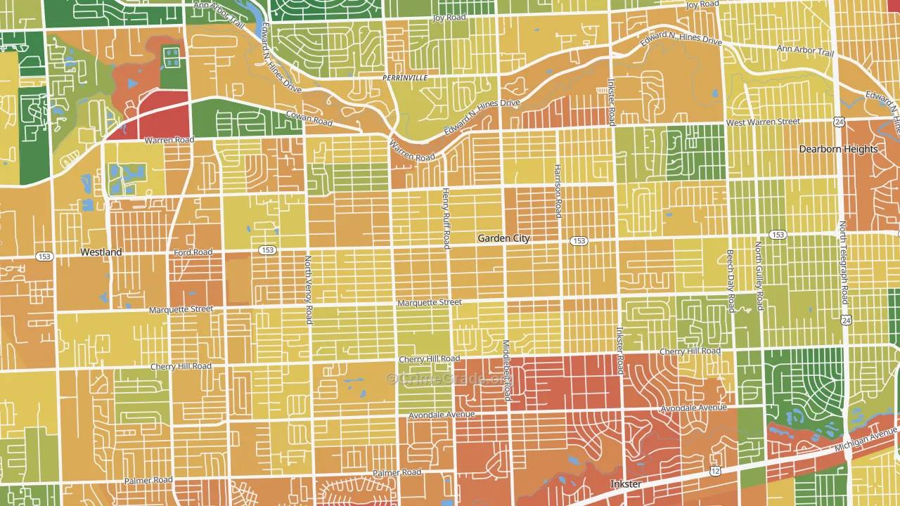 Garden City, MI Map of Burglary Rates