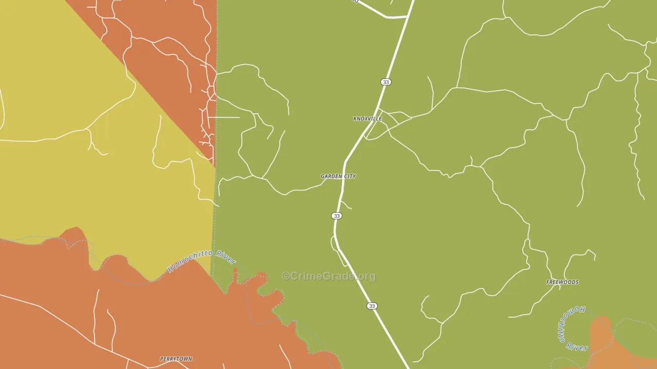 Garden City, MS Map of Burglary Rates