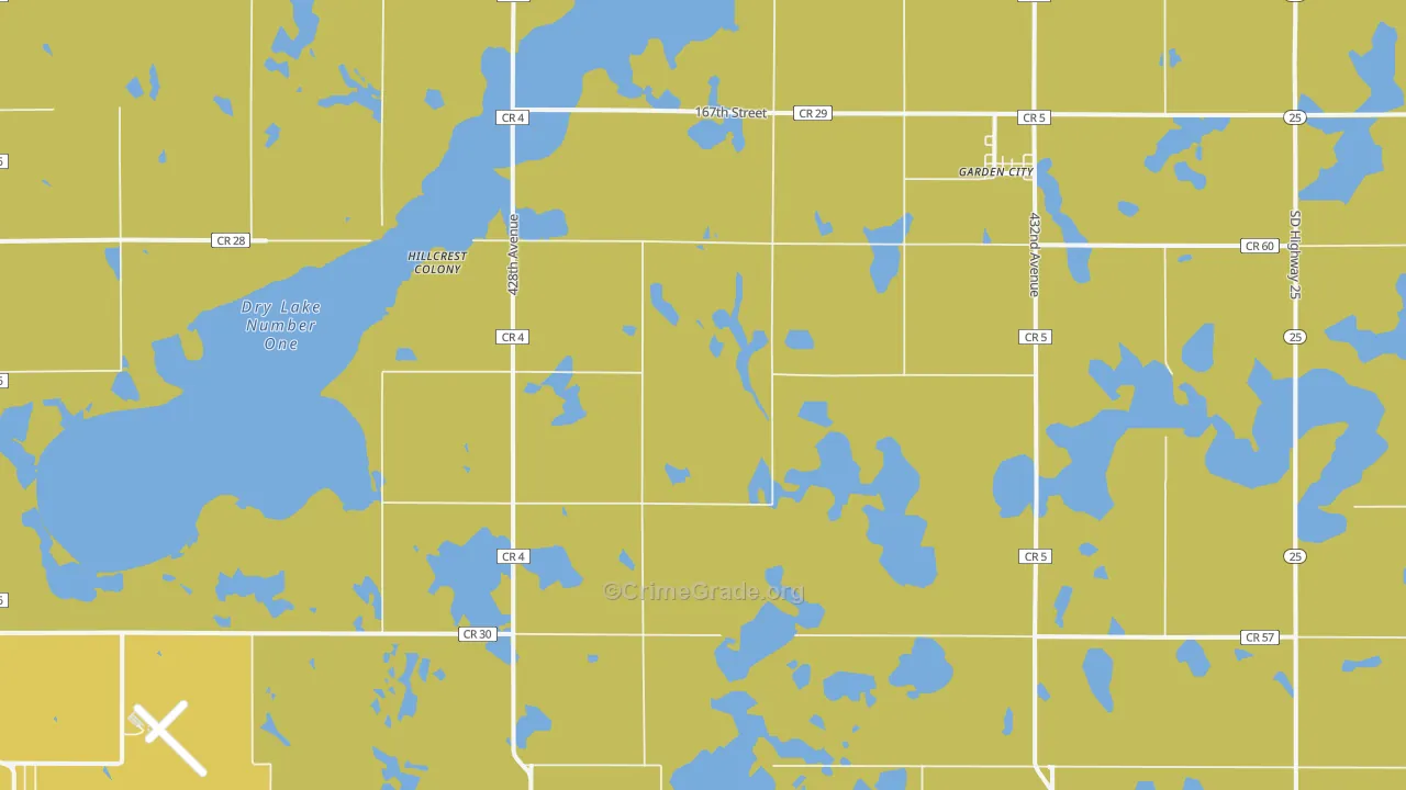 Garden City, SD Map of Burglary Rates