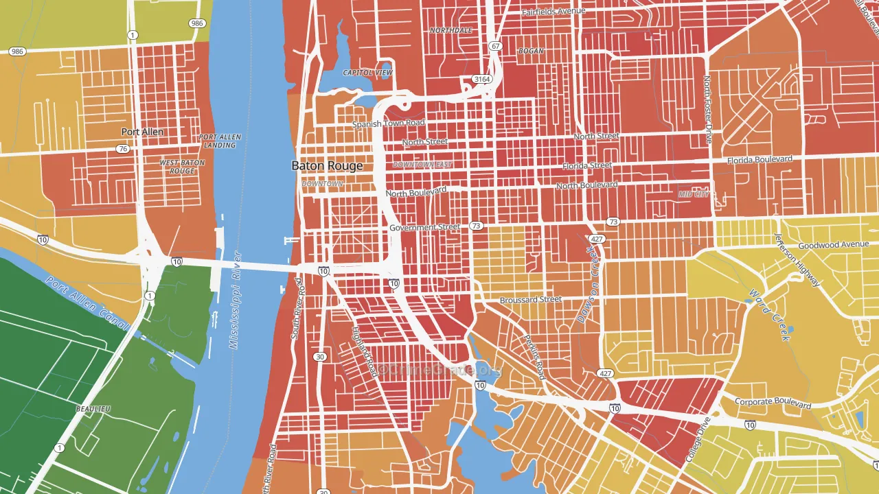 Garden District, Baton Rouge, LA Map of Burglary Rates