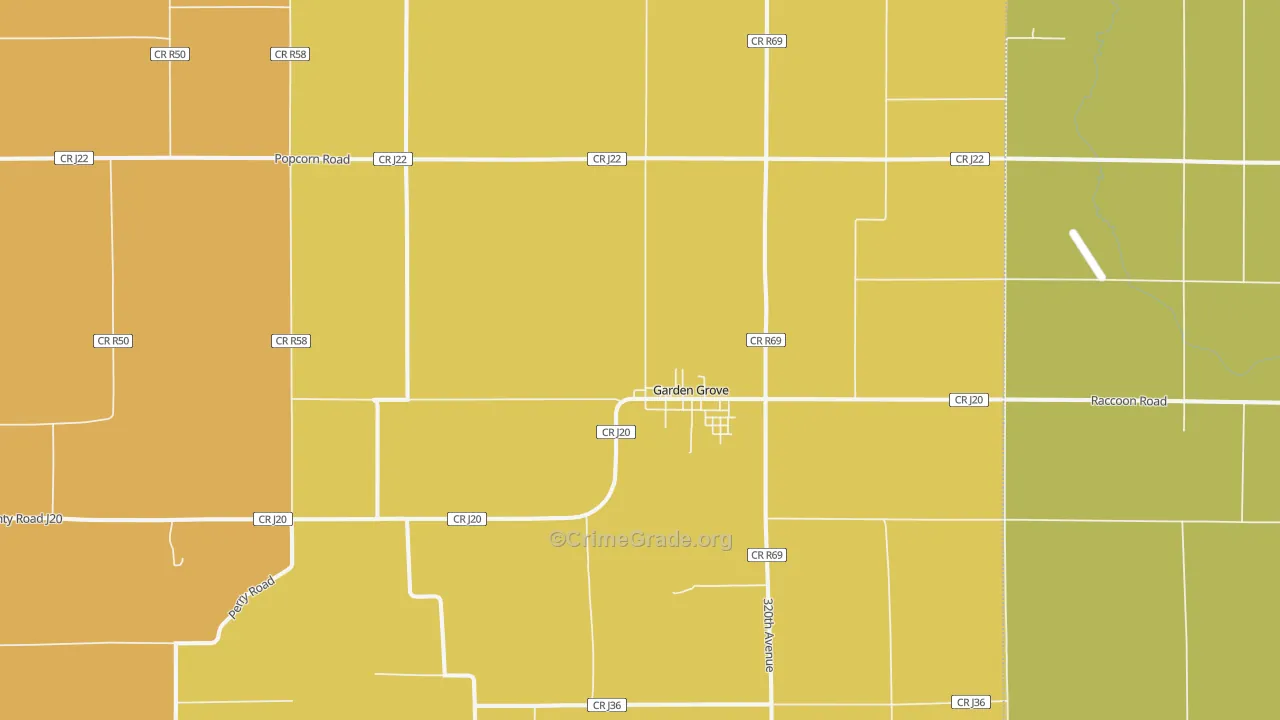 Garden Grove, IA Map of Burglary Rates