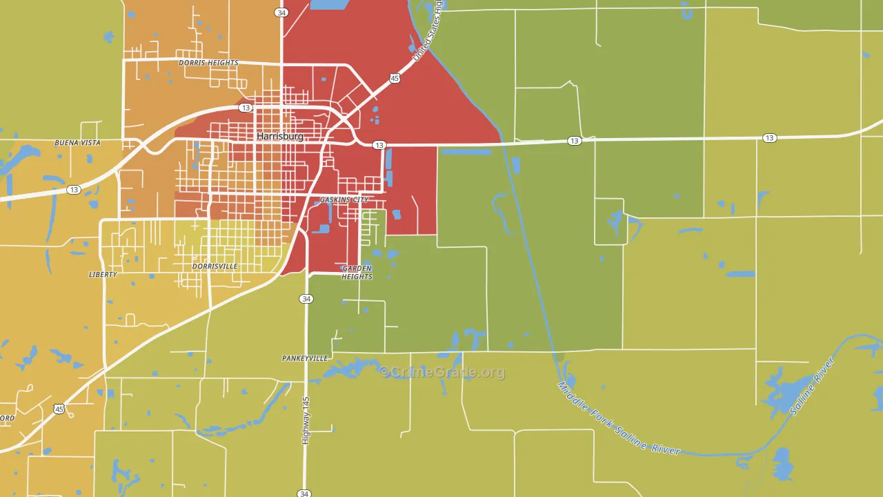 Garden Heights, IL Map of Burglary Rates