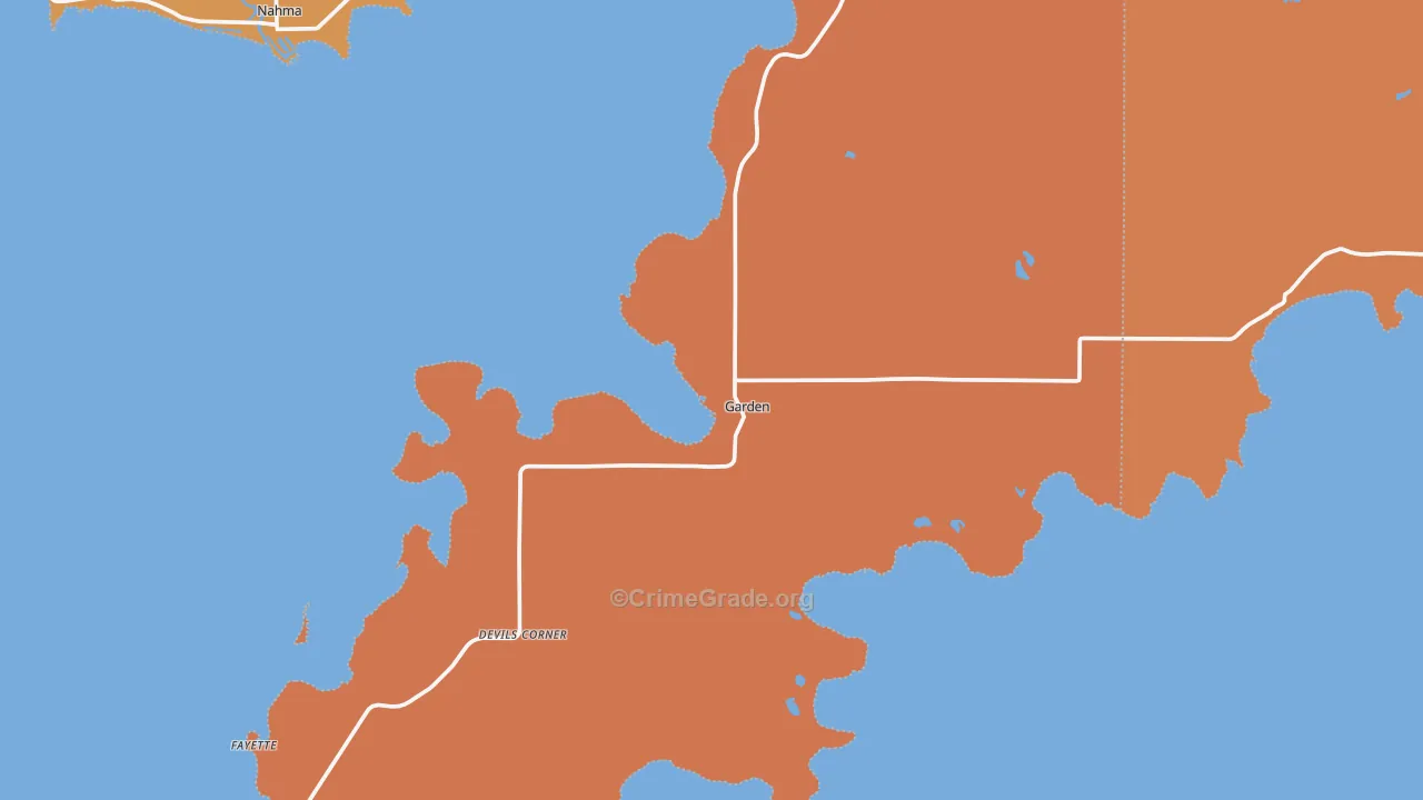 Garden, MI Map of Burglary Rates