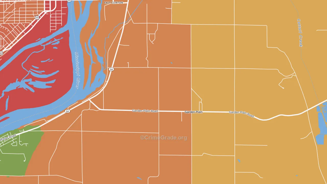 Garden Plain, IL Map of Burglary Rates