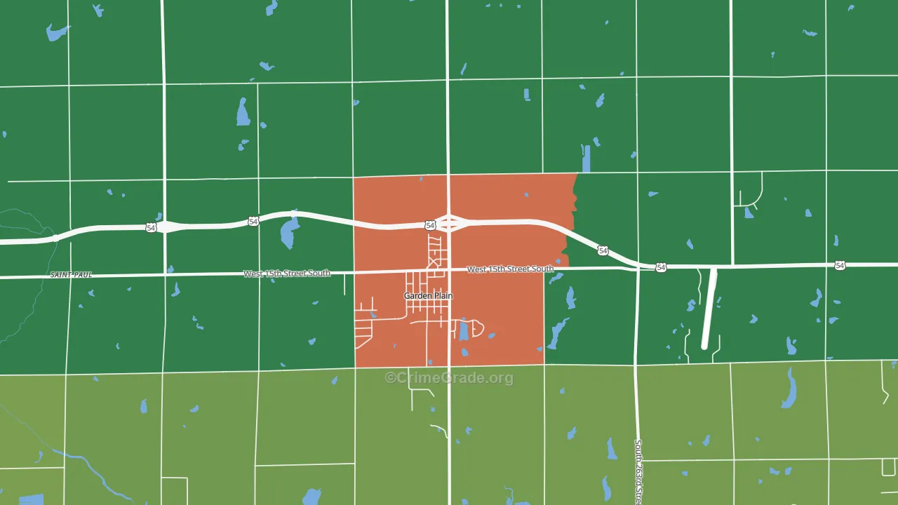 Garden Plain, KS Map of Burglary Rates